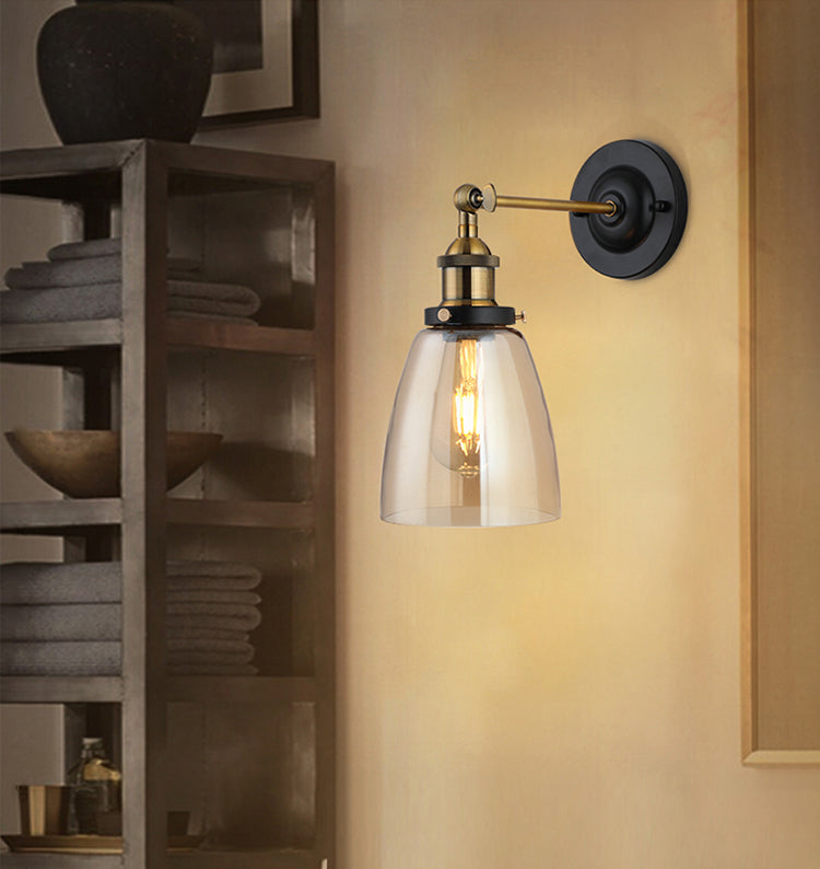 Lampe murale en verre transparent noir