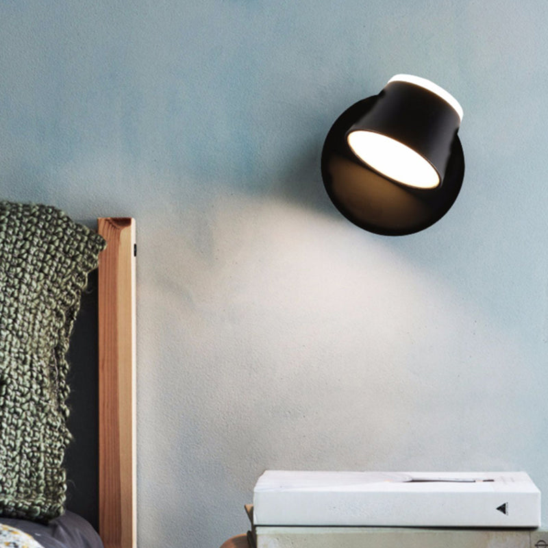 New Modern Aluminum 1-Light Wall Mount Lamp Adjustable Round Wall Sconce for Bedroom