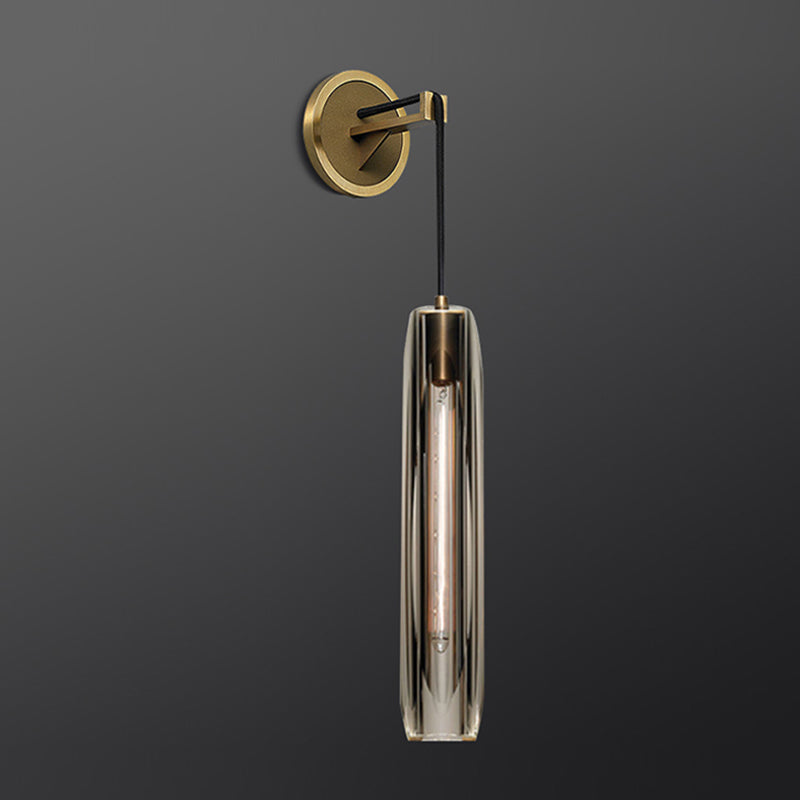 Contemporary Armed Crystal Wall Sconce 1-Light Wall Mounted Lamp for Living Room