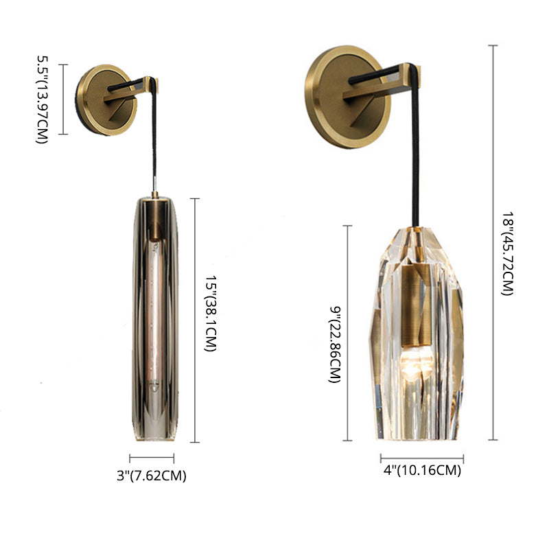 Contemporary Armed Crystal Wall Sconce 1-Light Wall Mounted Lamp for Living Room