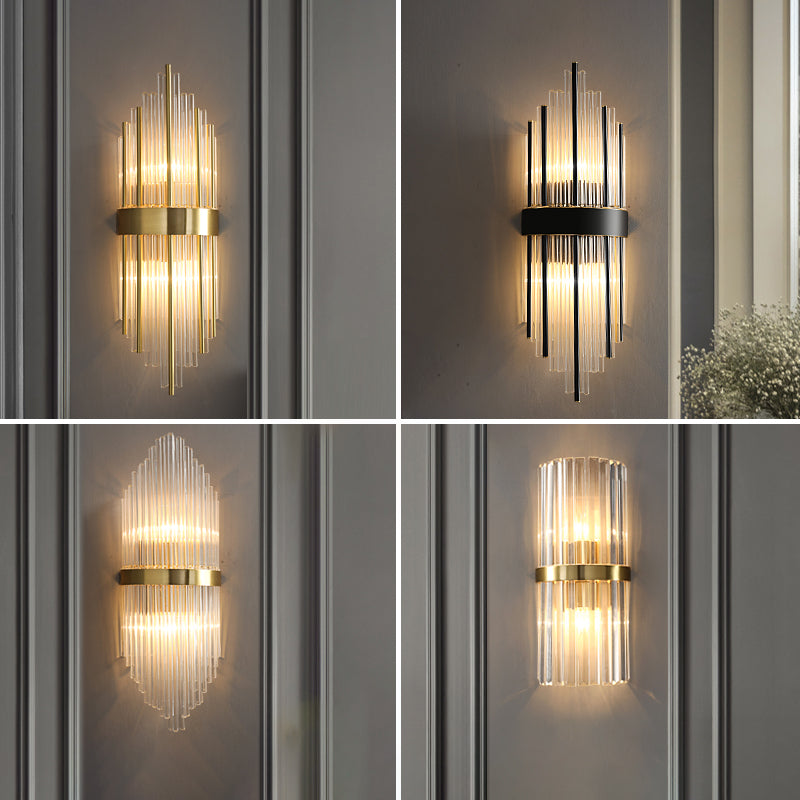 Lámparas de pared de luz de luz de 2 luces de media sombra contemporánea para sala de estar para sala de estar