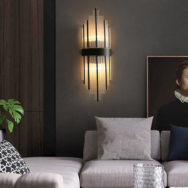 Lámparas de pared de luz de luz de 2 luces de media sombra contemporánea para sala de estar para sala de estar