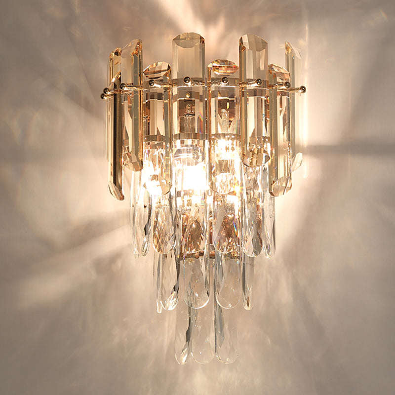 Zeitgenössische kristallgeschichtetes Wandleuchten 2-Licht-Wandmontage Licht für Schlafzimmer