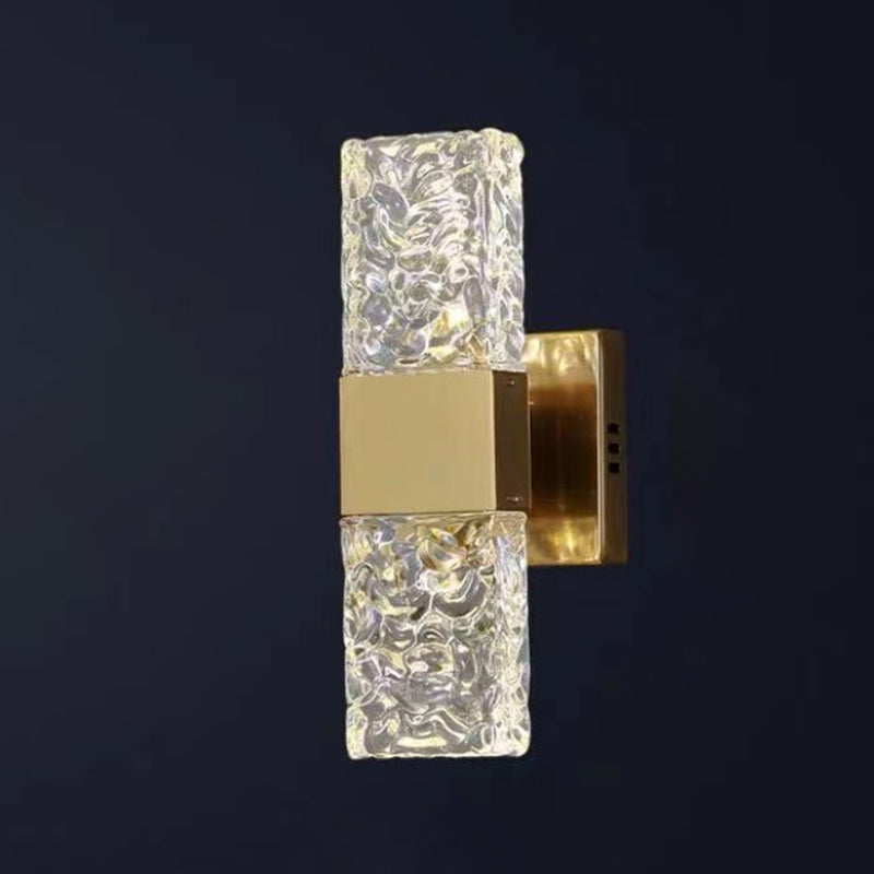 Gold Crystal Block Rectangular Wall Light Modern Wall Sconce for Living Room