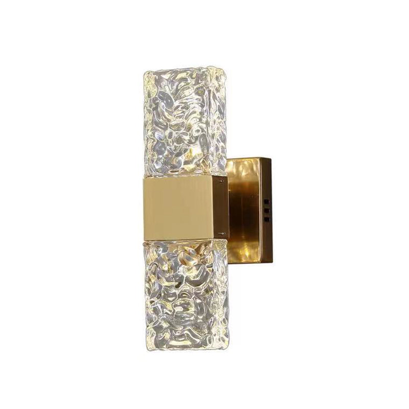 Gold Crystal Block Rectangular Wall Light Modern Wall Sconce for Living Room
