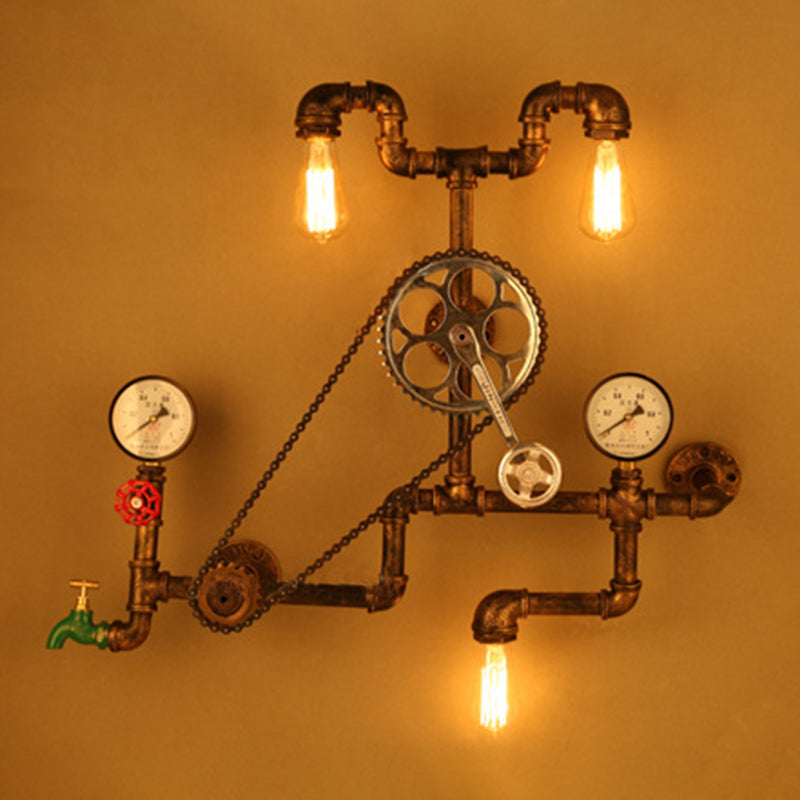 Bar Antique Bronze Iron Wall Mount Lamp Industrial Water Pipe Wall Light Sconces