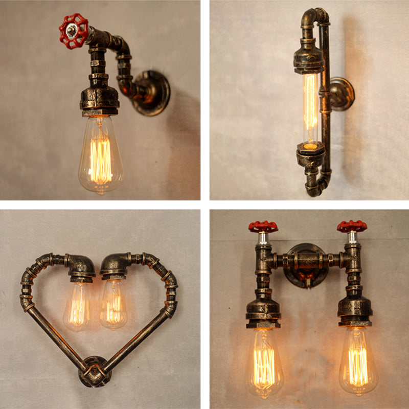 Lámpara de agua de agua de pared de estilo industrial de hierro forjado para el pasillo para el pasillo