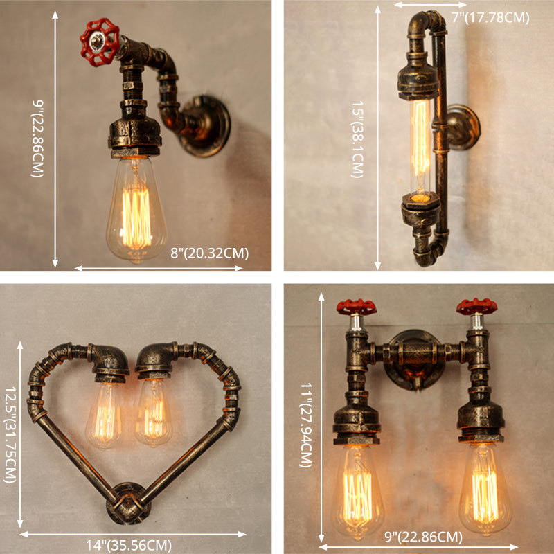Lámpara de agua de agua de pared de estilo industrial de hierro forjado para el pasillo para el pasillo
