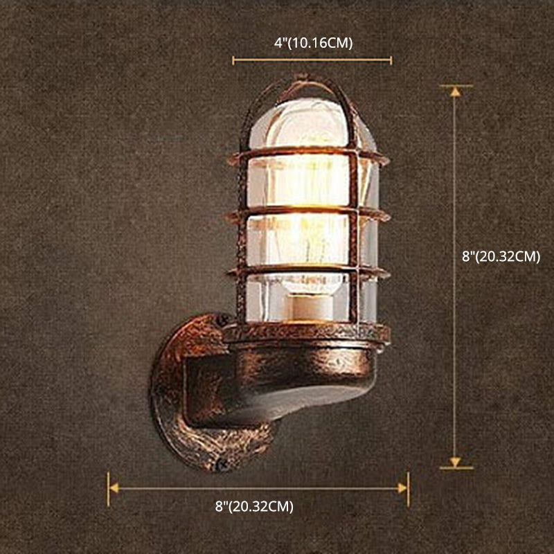 Käfiglaterne Industriestil Wandleuchte klares Glas 1-Licht Außenwandhalterlicht Licht