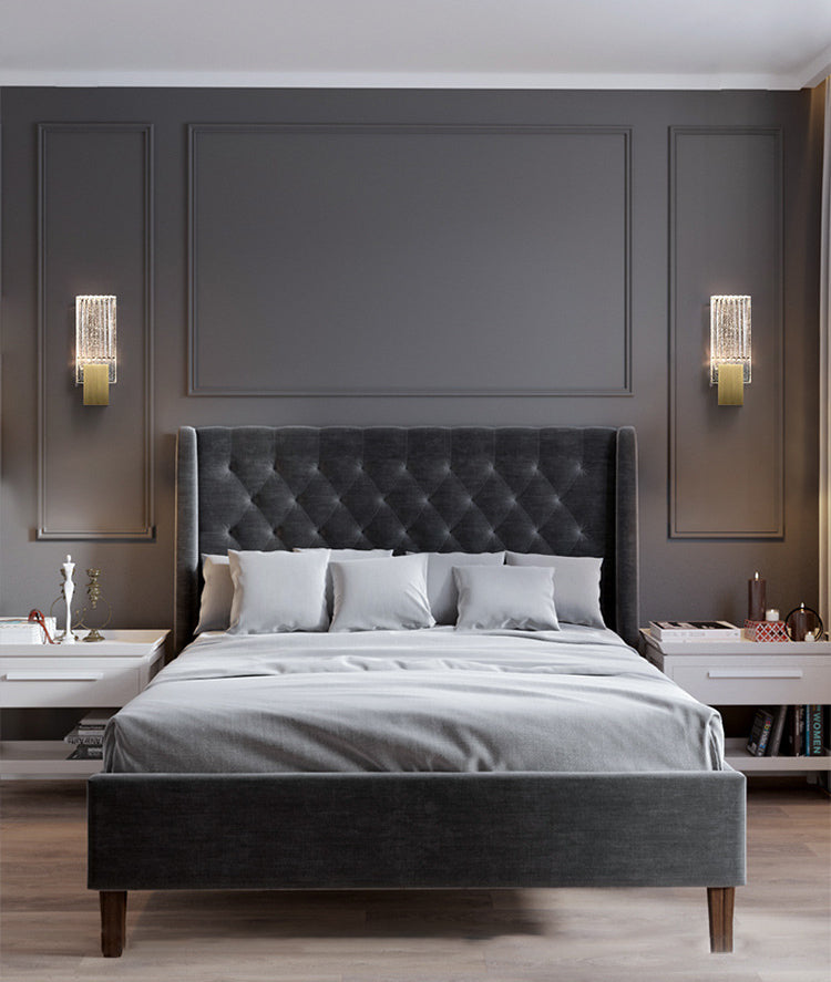 Pronzo della parete rettangolare oro in stile moderno in ferro battuto in ferro battuto con tonalità di cristallo