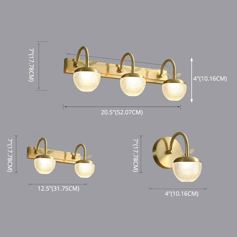Modern Light Luxury Style Spherical Flush Mount Wall Sconce Copper Wall Mounted Vanity Lights