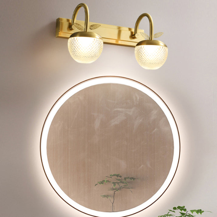 Modern Light Luxury Style Spherical Flush Mount Wall Sconce Copper Wall Mounted Vanity Lights