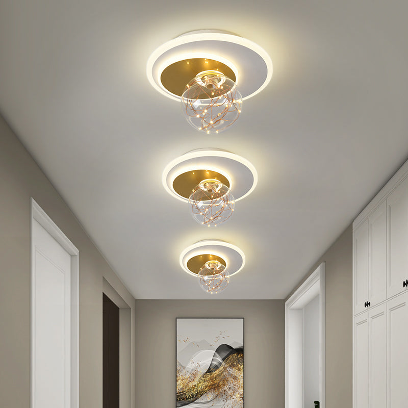 Modern Luxury Style Spherical Flush Mount Ceiling Light Fixtures Glass Ceiling Mount Chandelier