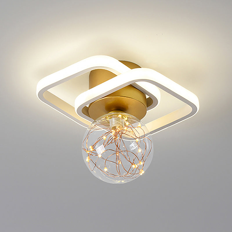 Modern Luxury Style Spherical Flush Mount Ceiling Light Fixtures Glass Ceiling Mount Chandelier