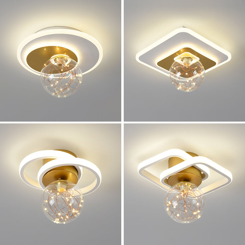 Modern Luxury Style Spherical Flush Mount Ceiling Light Fixtures Glass Ceiling Mount Chandelier