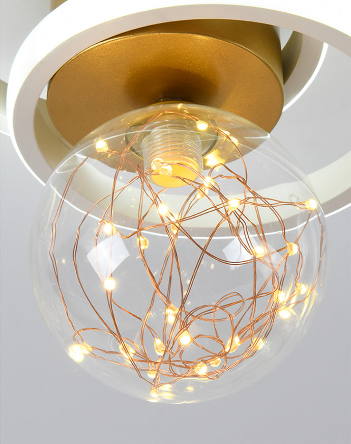 Modern Luxury Style Spherical Flush Mount Ceiling Light Fixtures Glass Ceiling Mount Chandelier