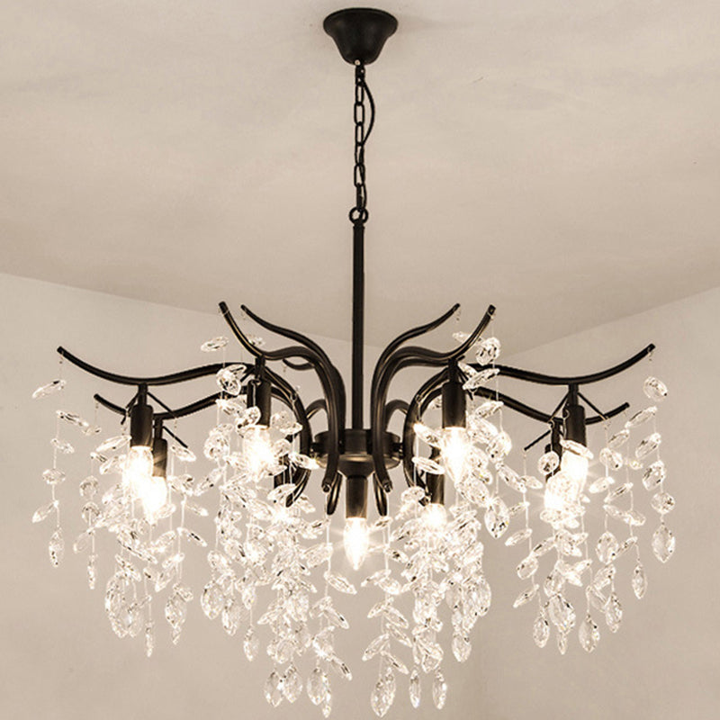 Branches Shaped French Style Crystal Pendant Light Multi-lights Dining Room Lighting Fixture with 17.7" Suspension Chain