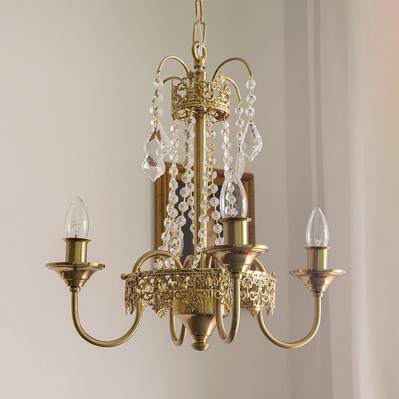 17.7" Diameter French Style Chandelier 4-Lights Metal Candlestick Pendant Light with Clear Crystal