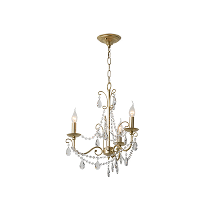 Candlestick French Style Chandelier Lighting Clear Crystal Multi Lights Metal Hanging Ceiling Light in Gold