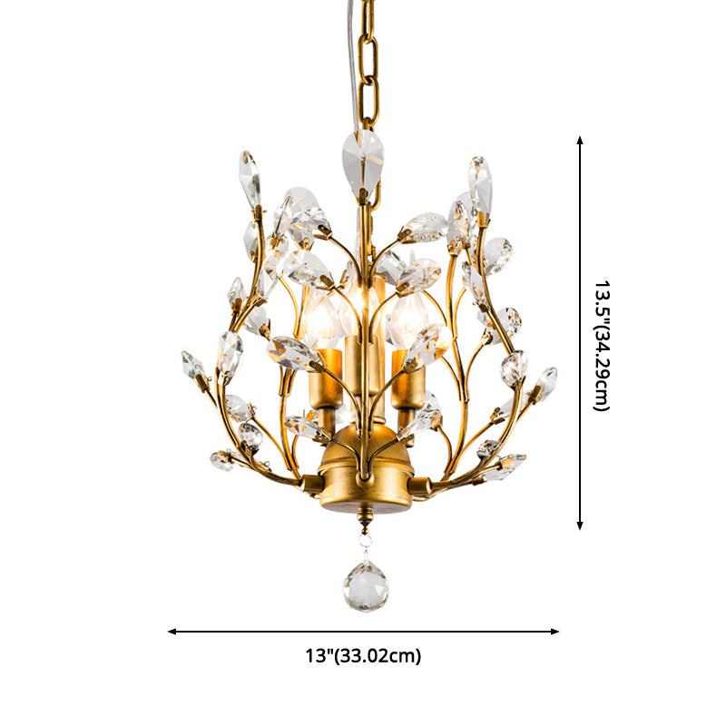 3-Lights American Style Crystal Kronleuchter 33 "breite Zweige geformte Beleuchtungsstoffe für Schlafzimmer Esszimmer