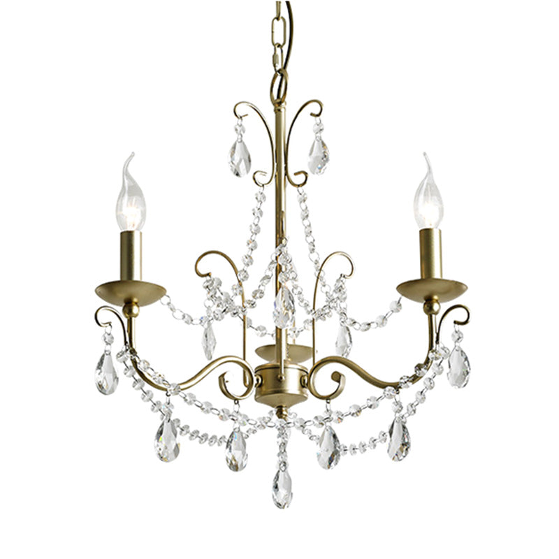 American Rustic Style Chandelier Light with Clear Crystal Drops Multi-lights Vintage Dining Room Lighting Fixture
