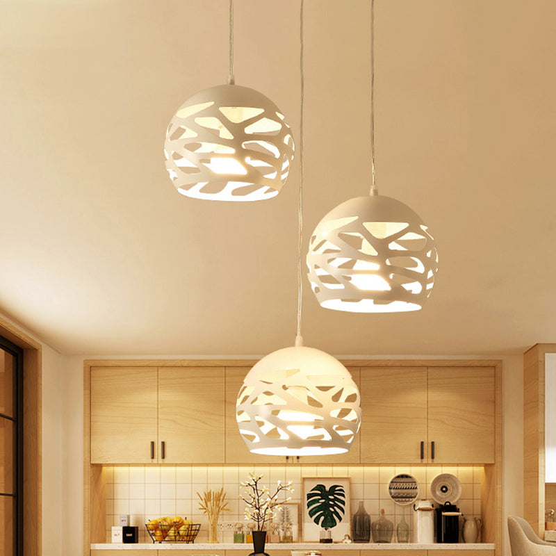 Ronde 3 lichte cluster hanger moderne stijl metalen eetkamer hangend lichtarmatuur in wit