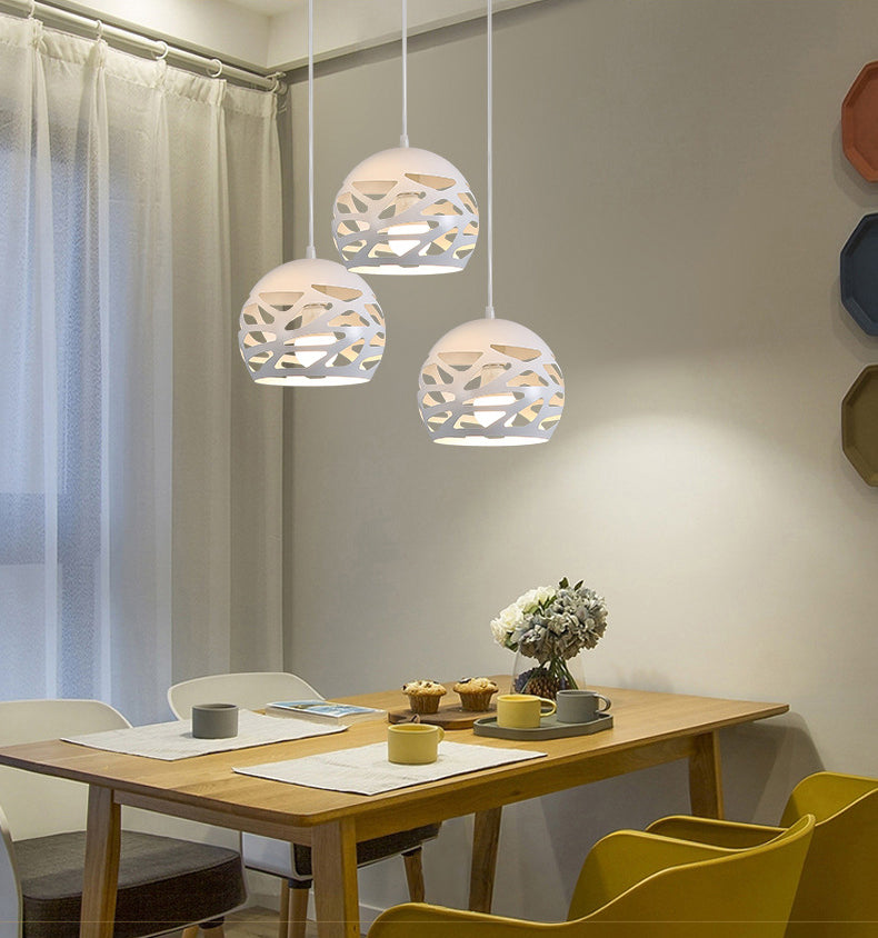 Ronde 3 lichte cluster hanger moderne stijl metalen eetkamer hangend lichtarmatuur in wit