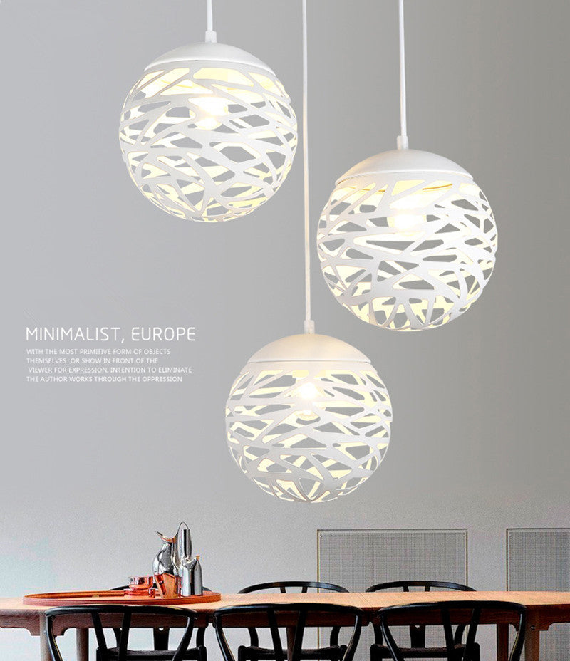 Luz de colgante colgante global estilo minimalista de metal blanco accesorio de iluminación colgante