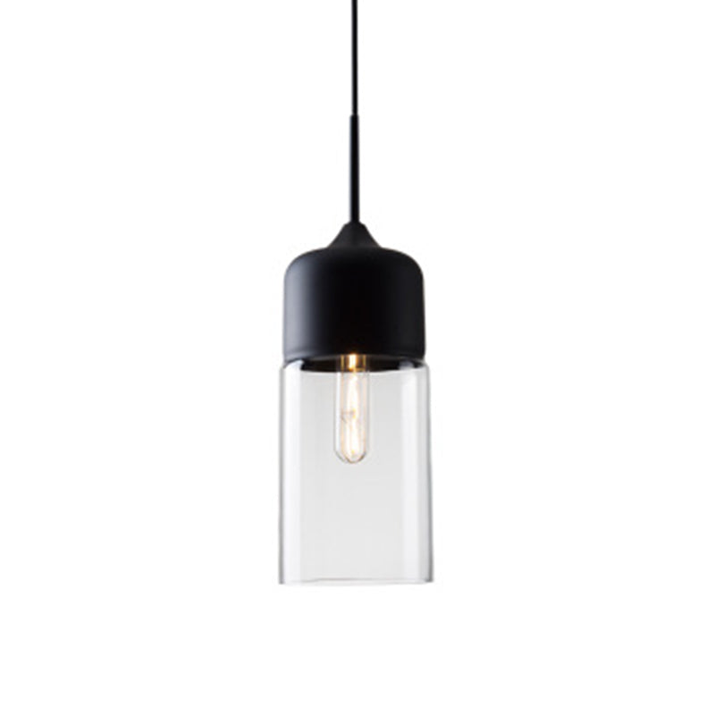 1-Light Geometric Hanging Light in Industrial Vintage Style Wrought Iron Pendant Light with Glass Shade