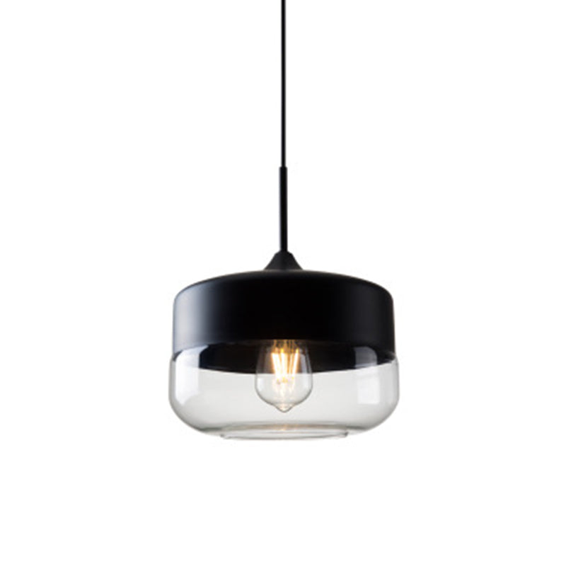 Lumière suspendue géométrique à 1 lumière dans le pendentif en fer forgé industriel de style vintage avec une teinte en verre