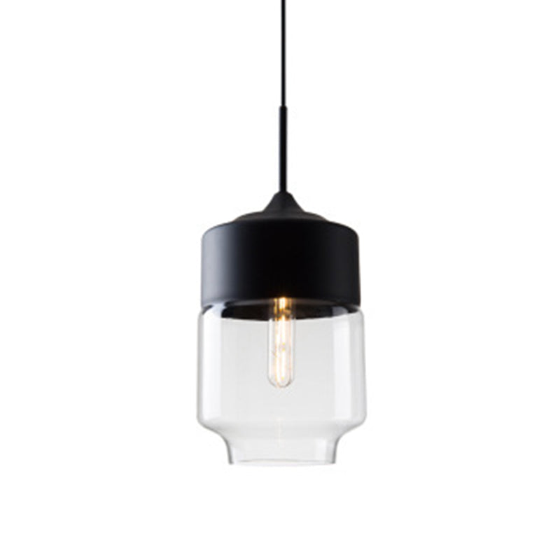 Lumière suspendue géométrique à 1 lumière dans le pendentif en fer forgé industriel de style vintage avec une teinte en verre