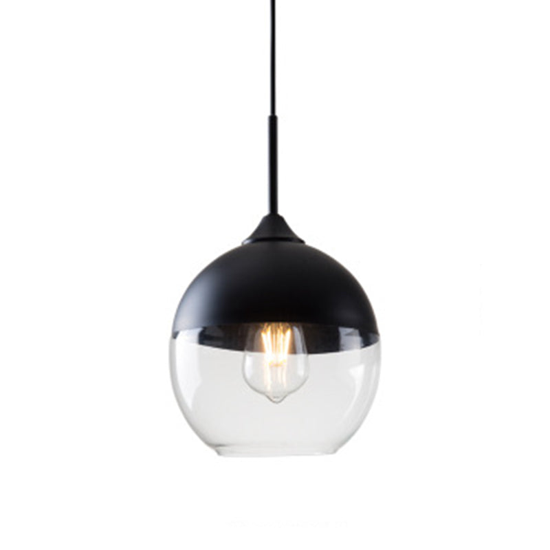 Lumière suspendue géométrique à 1 lumière dans le pendentif en fer forgé industriel de style vintage avec une teinte en verre