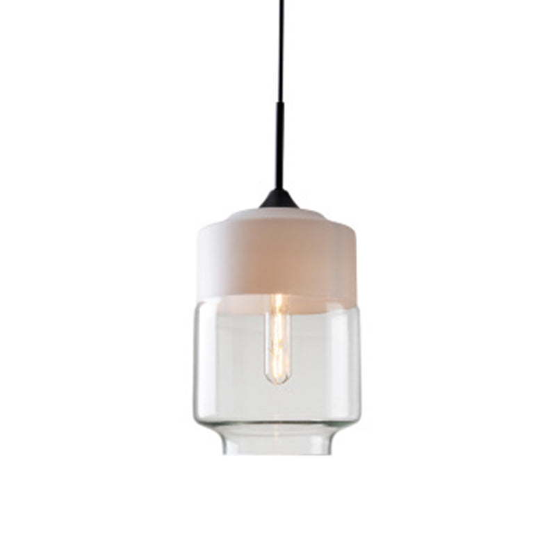 Lumière suspendue géométrique à 1 lumière dans le pendentif en fer forgé industriel de style vintage avec une teinte en verre