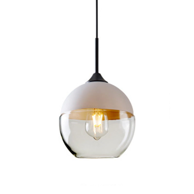 Lumière suspendue géométrique à 1 lumière dans le pendentif en fer forgé industriel de style vintage avec une teinte en verre