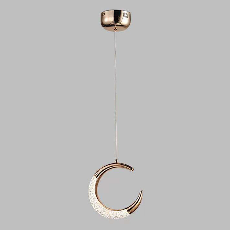 Gold Moon LED Hanging Light in Modern Luxury Style Zine-Alloy Pendant Light with Acrylic Shade