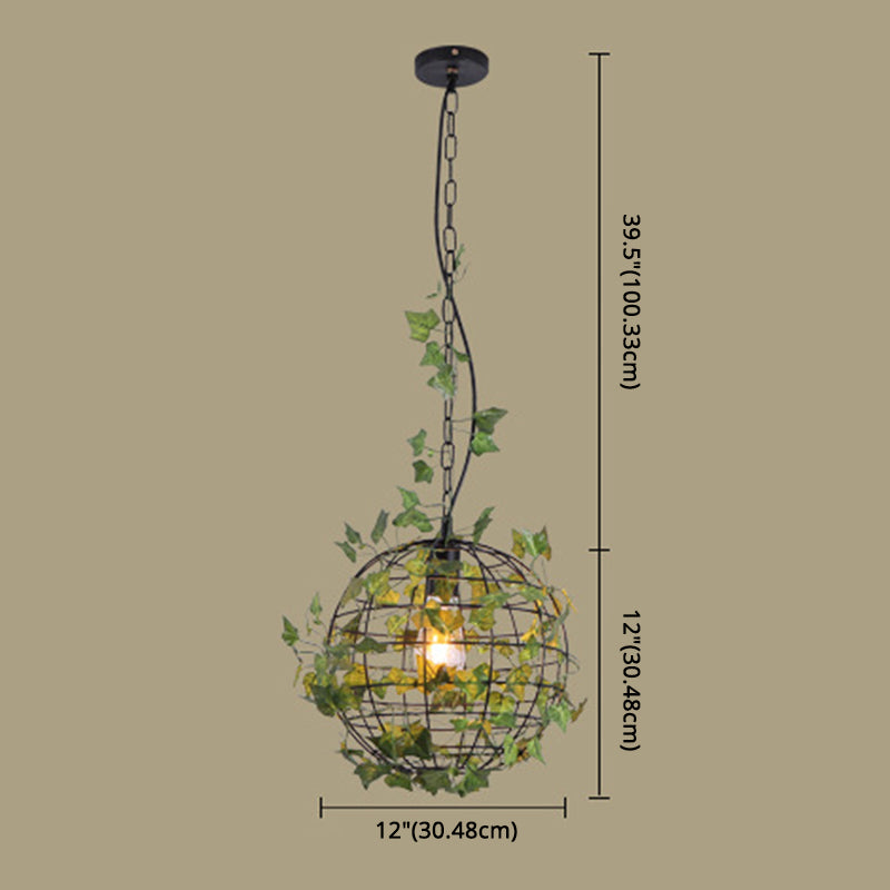 1-Licht Globe Metal Cage Pflanze Dekorative hängende leichte Einfachheitstil Moderne Anhängerlampe