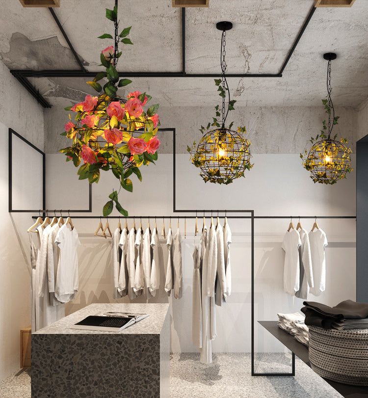 1-Licht Globe Metal Cage Pflanze Dekorative hängende leichte Einfachheitstil Moderne Anhängerlampe