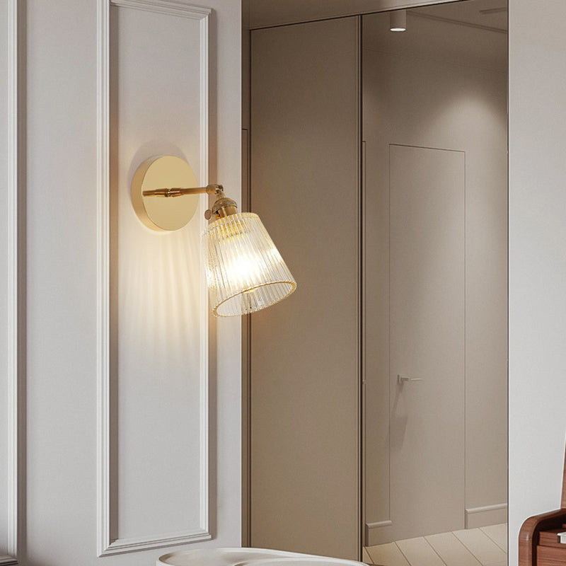 Gold Modern Styly Glass Lampa de pared de la lámpara de pared Ajustable Luz de aplastador de una sola bombilla