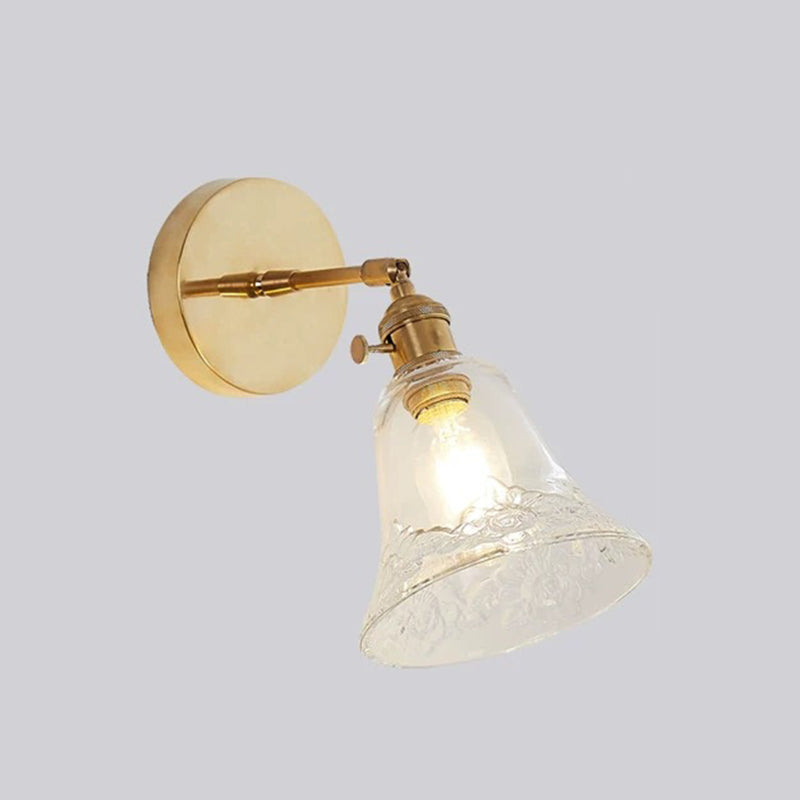 Gold Modern Style Glass Wall Lamp Angle Adjustable Single Bulb Sconce Light