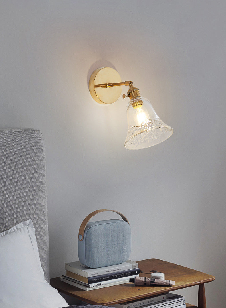Gold Modern Styly Glass Lampa de pared de la lámpara de pared Ajustable Luz de aplastador de una sola bombilla