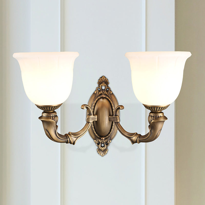 Traditional Simplicity Bell Vanity Sconce Lights Milk Glass Wall Mount Light Fixture for Bathroom