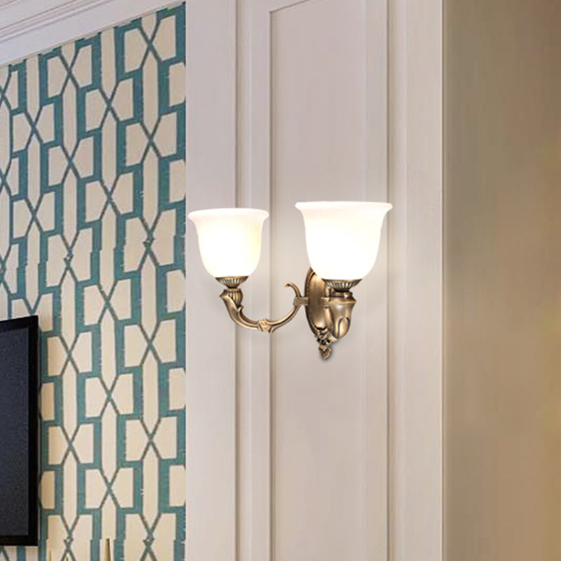 Traditional Simplicity Bell Vanity Sconce Lights Milk Glass Wall Mount Light Fixture for Bathroom