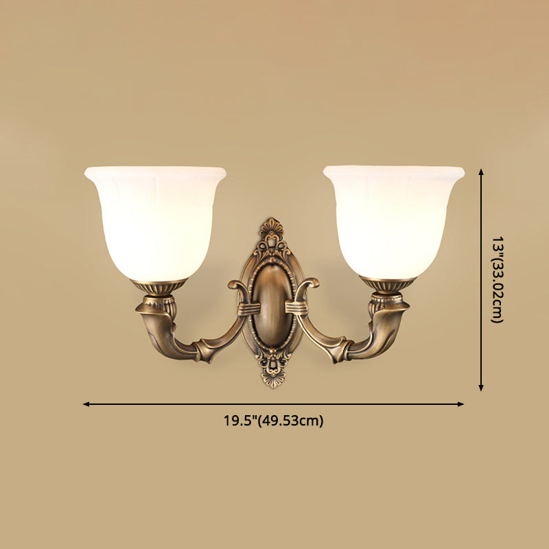 Traditional Simplicity Bell Vanity Sconce Lights Milk Glass Wall Mount Light Fixture for Bathroom