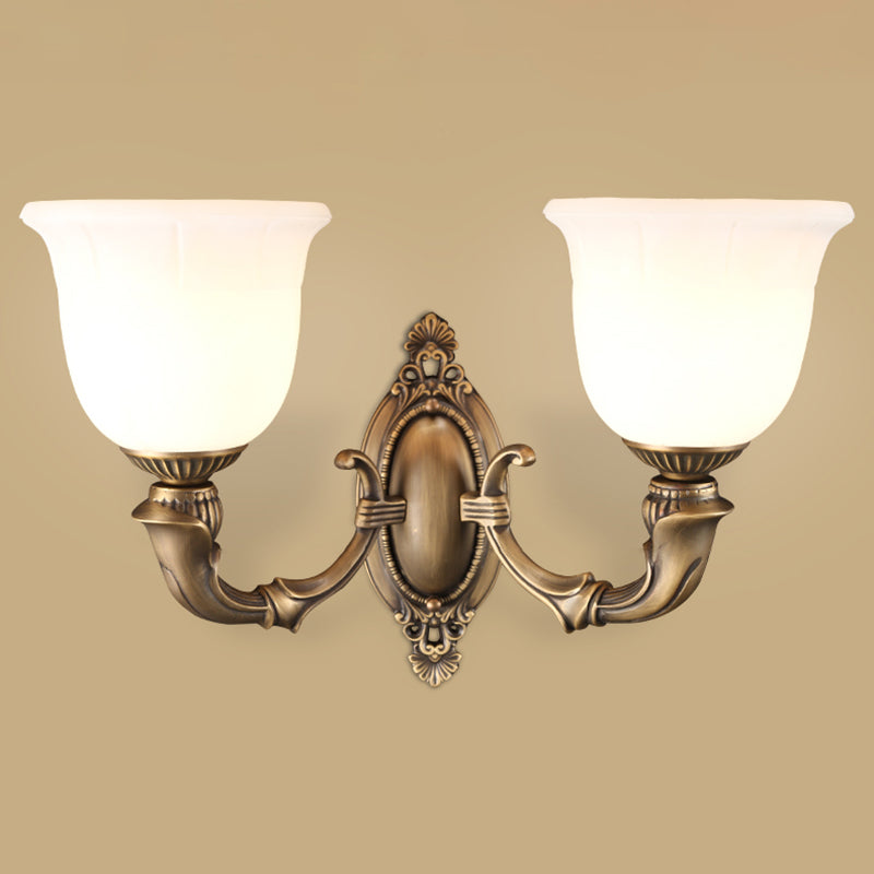 Traditional Simplicity Bell Vanity Sconce Lights Milk Glass Wall Mount Light Fixture for Bathroom