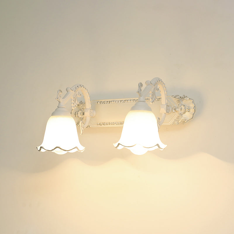 Traditional Simplicity Bell Vanity Sconce Lights Milk Glass Wall Mount Light Fixture for Bathroom