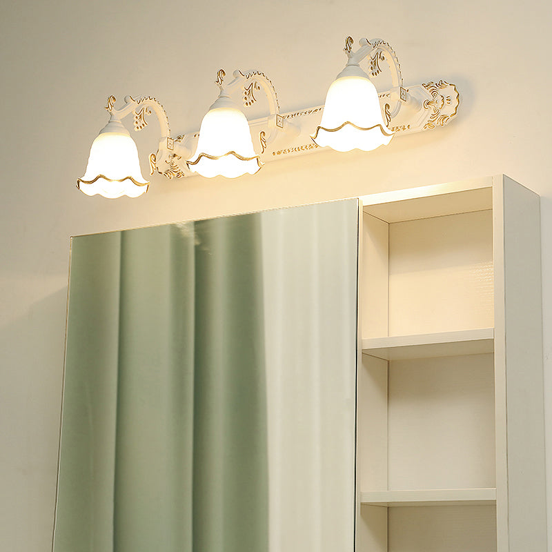 Traditional Simplicity Bell Vanity Sconce Lights Milk Glass Wall Mount Light Fixture for Bathroom