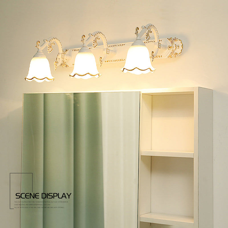 Traditional Simplicity Bell Vanity Sconce Lights Milk Glass Wall Mount Light Fixture for Bathroom