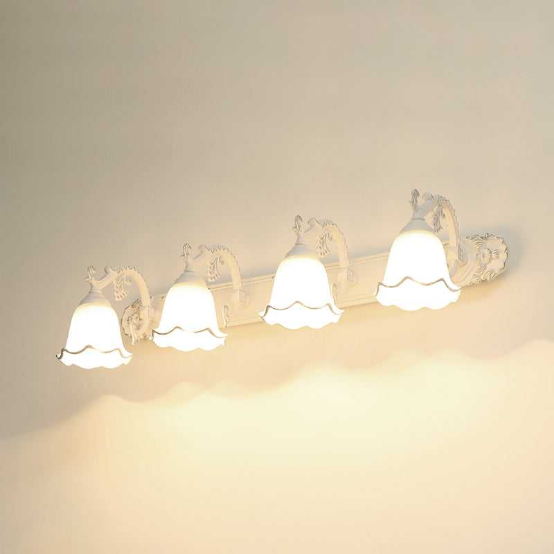 Traditional Simplicity Bell Vanity Sconce Lights Milk Glass Wall Mount Light Fixture for Bathroom