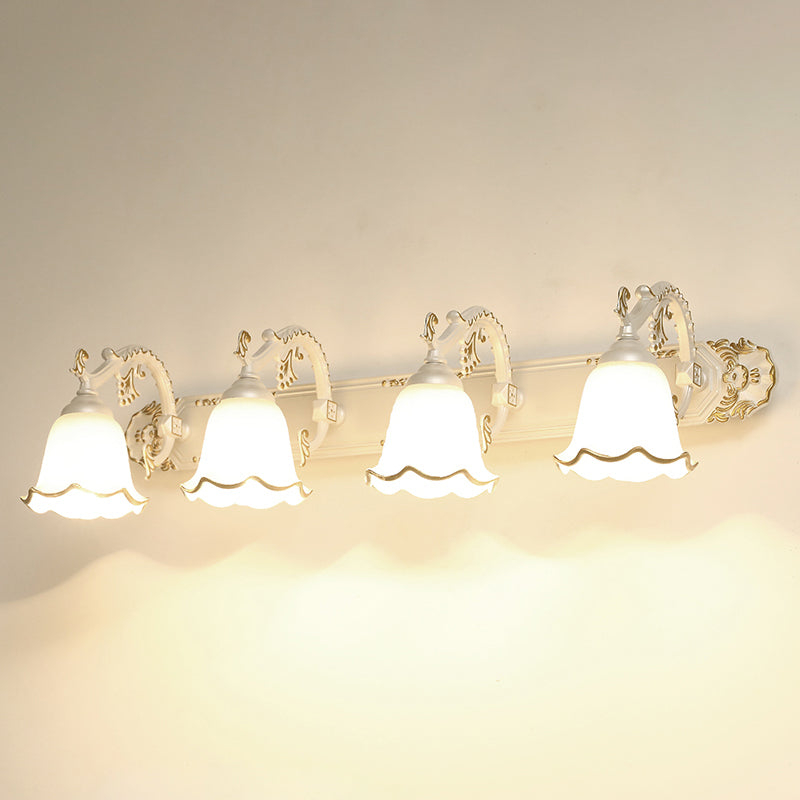 Traditional Simplicity Bell Vanity Sconce Lights Milk Glass Wall Mount Light Fixture for Bathroom