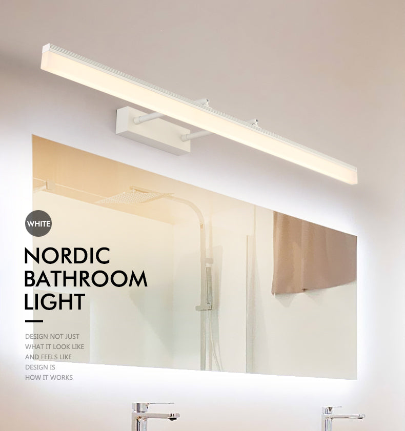 Simplicity Elongated Vanity Mirror Lights Metallic Wall Light Fixtures for Bathroom